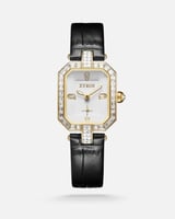 ساعة نسائية بسير جلدي بلون أسود