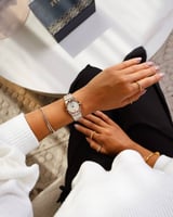 ساعة ألماس نسائية ستيل بلون فضي وروز قولد