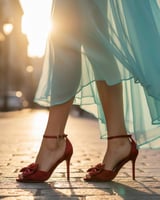 حذاء كعب نسائي بتصميم أنيق بلون أحمر