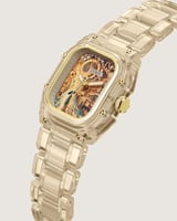 ساعة صفا النسائية شفافة بلون ذهبي