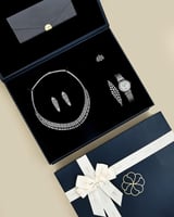 طقم نسائي من ساعة وطقم زركون فاتن