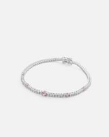 اسوارة نسائية بتصميم تنس كلاسيك بلون فضي ووردي