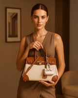 شنطة نسائية واسعة بلون بني وبيج