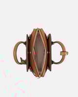 شنطة نسائية من الجلد الفاخر بلون بني