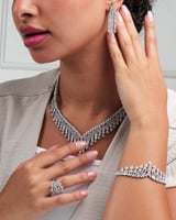 طقم نسائي زركون أنيق باللون الفضي