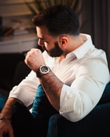 ساعة رجالية اتوماتيك من الجلد بلون بني