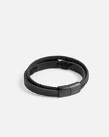 اسوارة رجالية عصرية من الجلد بلون أسود