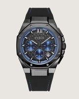 ساعة حِين الرجالية بسير ربل باللون الأسود