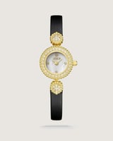 ساعة فيروز النسائية بسير جلد باللون الأسود