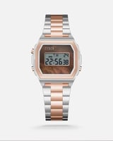 ساعة نسائية رقمية ستيل بلون فضي وروز قولد