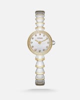 طقم نسائي أنيق الساعة بلون فضي وذهبي