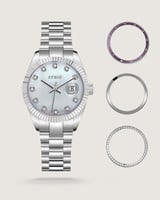 بوكس ساعة لفتة النسائية بلون فضي