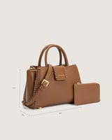 شنطة نسائية متوسطة الحجم بلون بني