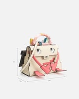 شنطة نسائية مميزة من الجلد بلون بيج