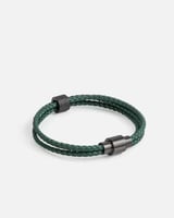 ثلاث اساور متصلة من الجلد المجدول الأخضر