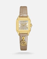 طقم نسائي متفرد أساور و ساعة من الجلد بلون بني