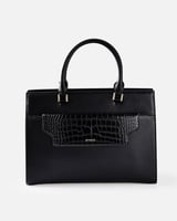 شنطة نسائية بحجم متوسط من الجلد بلون أسود