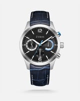 ساعة مُزن الرجالية بسير جلد بلون أزرق