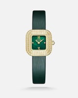 ساعة نسائية بسير من الجلد بلون أخضر