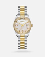 طقم نسائي من ساعة واساور باللون الذهبي والفضي