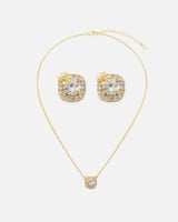 طقم سلسال وحلق نسائي بلون ذهبي