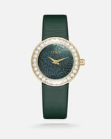 ساعة نسائية بسير من الجلد بلون أخضر