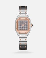 طقم نسائي أساور وساعة فضي وروز قولد