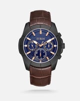 ‎ ساعة رجالية بسير جلد بلون بني