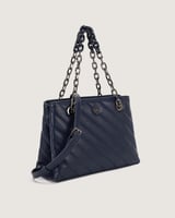 شنطة نسائية بتصميم أنيق بلون أزرق.