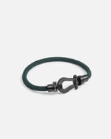 طقم رجالي من ساعة واسوارة باللون الفضي والأخضر