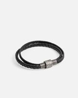 اسوارة رجالية من الجلد المجدول الأسود