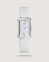 ساعة لمحة النسائية جلد بلون أبيض