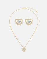 طقم من ساعة بلون ذهبي وطقم زركون