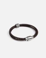 اسوارة رجالية بتصميم اسورتين من الجلد بلون بني