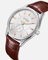 ساعة لحظة الرجالية جلد بلون بني