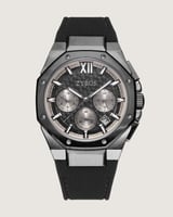 ساعة حِين الرجالية بسير ربل باللون الأسود