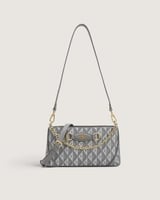 شنطة نسائية يومية من الجلد باللون الرمادي