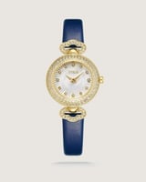 ساعة نسائية من الجلد بلون أزرق