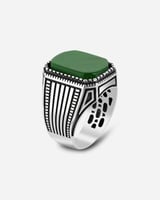 خاتم رجالي فضة بحجر عقيق أخضر