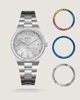 ساعة نسائية لجمالك ستيل بإطار متغير بلون فضي