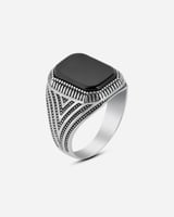 خاتم رجالي فضة أنيق باللون الأسود