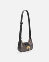 شنطة مِسك النسائية جلد بلون أسود وبني