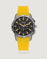 ساعة رجالية بسير من الربل بلون أصفر