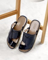 زيبرية رجالية من الجلد بلون أزرق