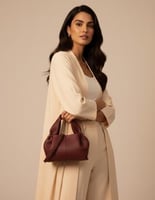 شنطة أمجاد النسائية جلد باللون العودي