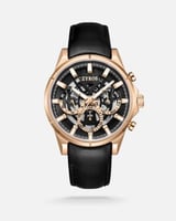 ساعة سند الرجالية بسير من الجلد باللون الأسود