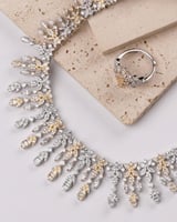 طقم اكسسوار نسائي ملكي بلون فضي وذهبي