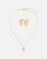 طقم سلسال وحلق نسائي بلون ذهبي