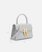 شنطة أنيقة من الجلد بحجم صغير بلون رمادي