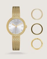 ساعة فاتنة النسائية بإطار متغير بلون ذهبي